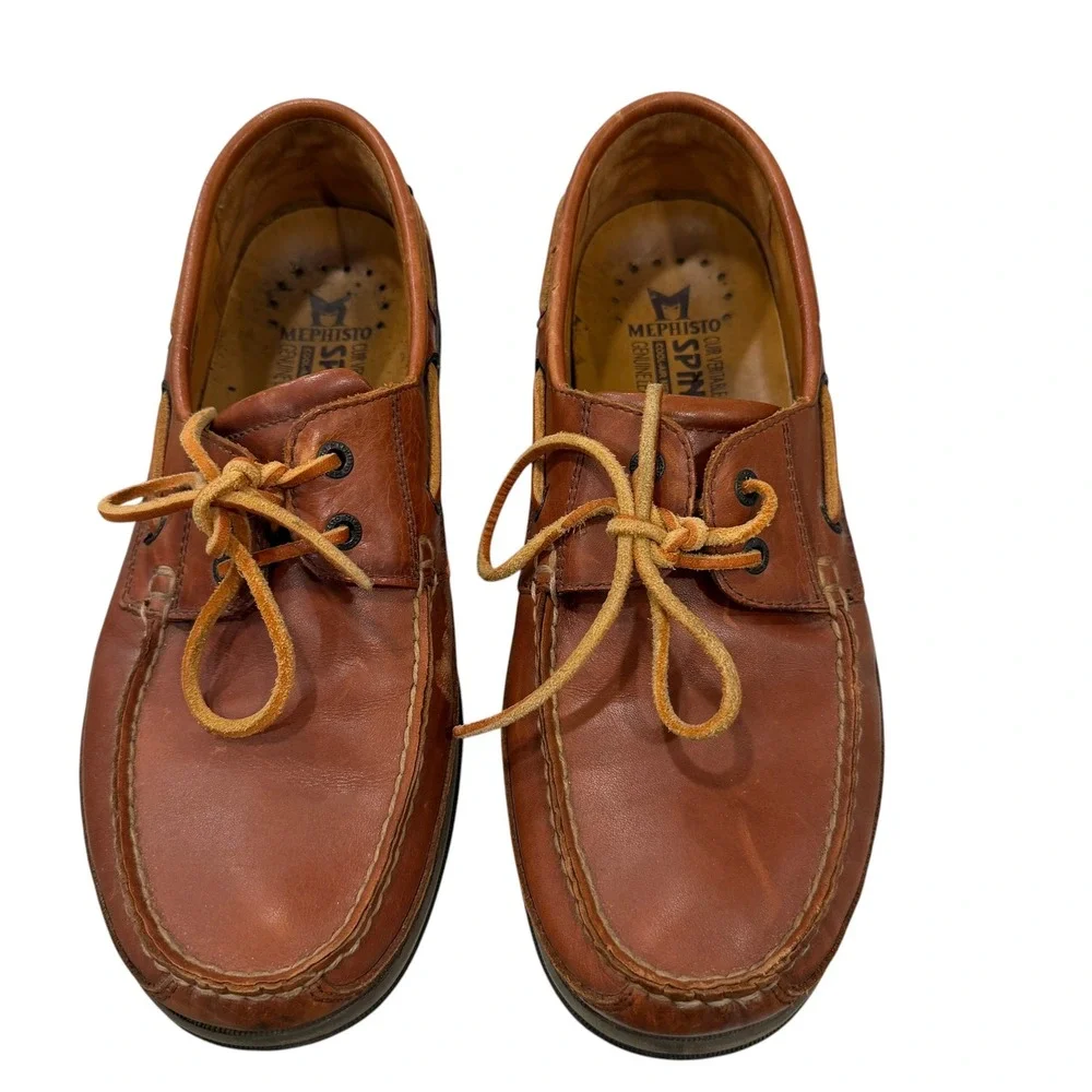 Mephisto Hurrikan Spinnaker Lined Boat Shoes Men 10 Brown Leather Air Bag System